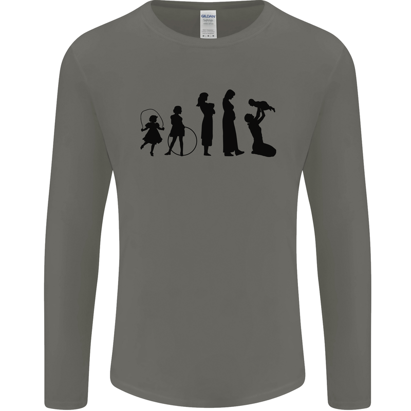 Funny Child to Mother Evolution Mothers Day Mens Long Sleeve T-Shirt Charcoal