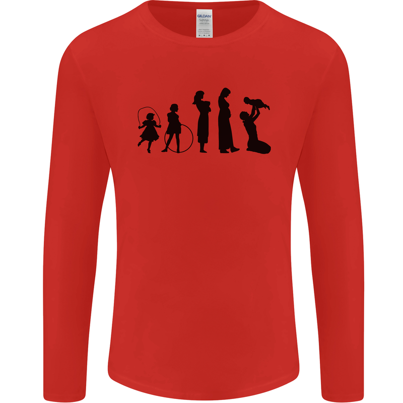 Funny Child to Mother Evolution Mothers Day Mens Long Sleeve T-Shirt Red