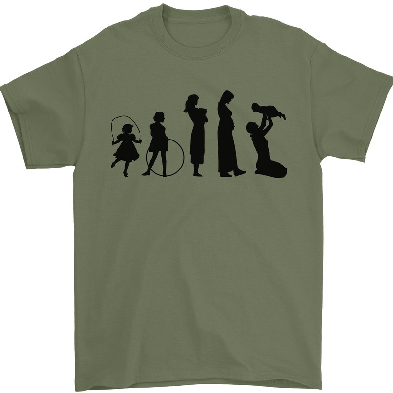 Funny Child to Mother Evolution Mothers Day Mens T-Shirt Cotton Gildan Military Green