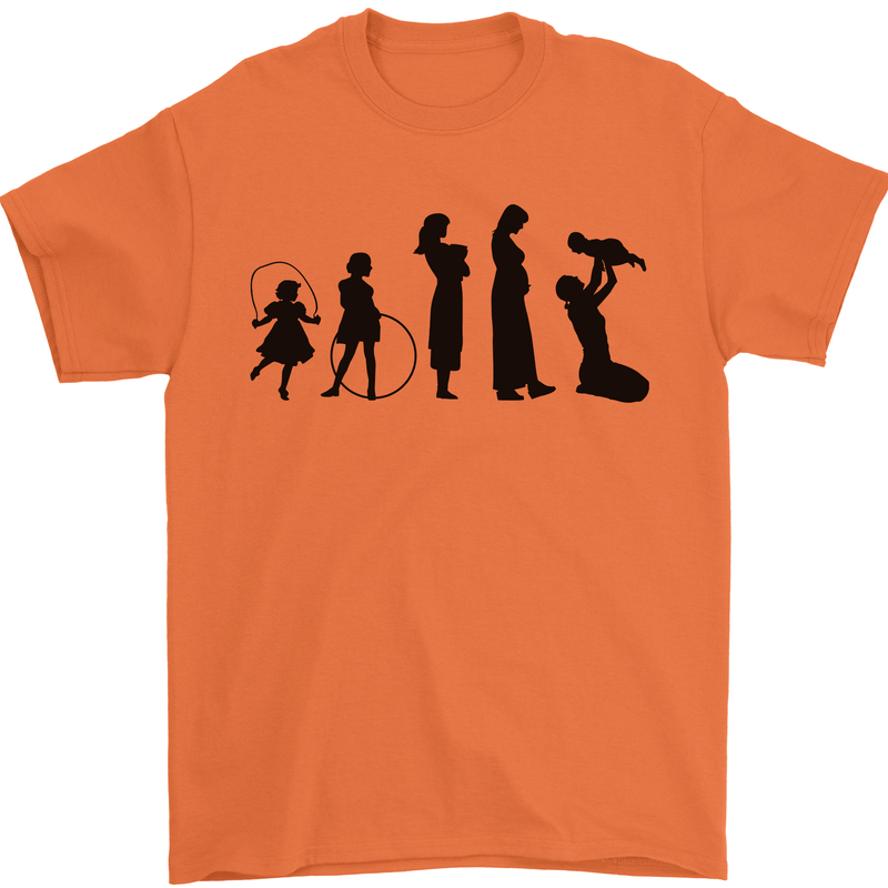 Funny Child to Mother Evolution Mothers Day Mens T-Shirt Cotton Gildan Orange