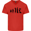 Funny Child to Mother Evolution Mothers Day Mens V-Neck Cotton T-Shirt Red