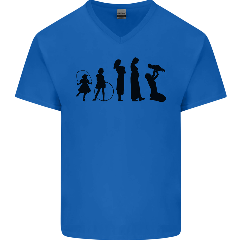 Funny Child to Mother Evolution Mothers Day Mens V-Neck Cotton T-Shirt Royal Blue