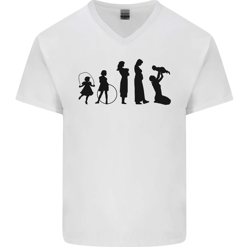 Funny Child to Mother Evolution Mothers Day Mens V-Neck Cotton T-Shirt White