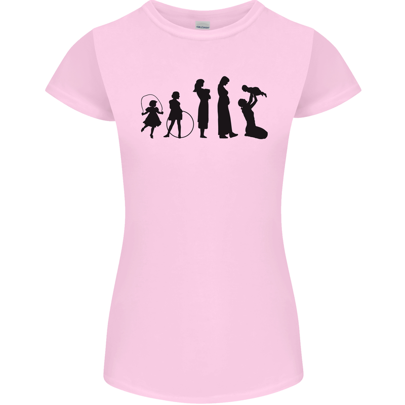 Funny Child to Mother Evolution Mothers Day Womens Petite Cut T-Shirt Light Pink