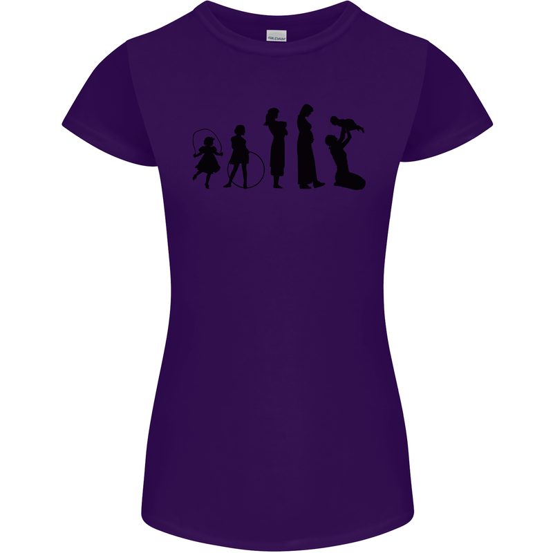 Funny Child to Mother Evolution Mothers Day Womens Petite Cut T-Shirt Purple
