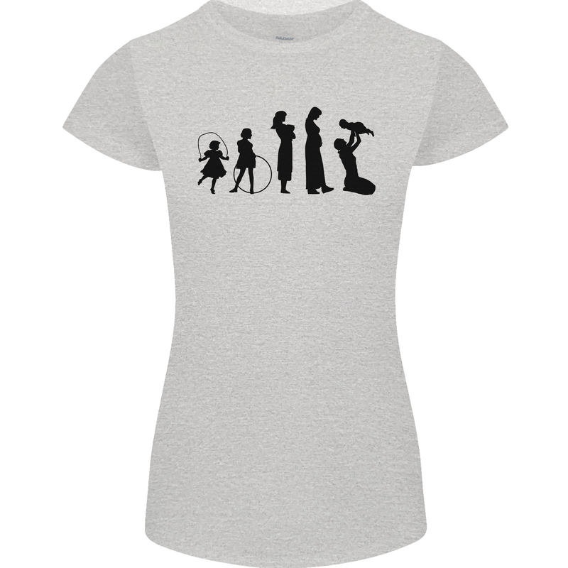 Funny Child to Mother Evolution Mothers Day Womens Petite Cut T-Shirt Sports Grey