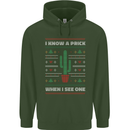 Funny Christmas Cactus Prick Childrens Kids Hoodie Forest Green