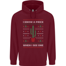 Funny Christmas Cactus Prick Childrens Kids Hoodie Maroon