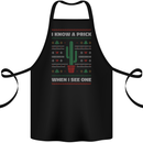 Funny Christmas Cactus Prick Cotton Apron 100% Organic Black