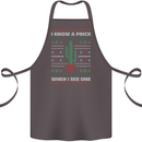 Funny Christmas Cactus Prick Cotton Apron 100% Organic Dark Grey