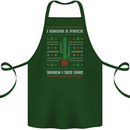 Funny Christmas Cactus Prick Cotton Apron 100% Organic Forest Green