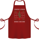 Funny Christmas Cactus Prick Cotton Apron 100% Organic Maroon