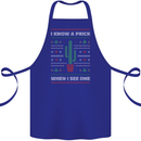Funny Christmas Cactus Prick Cotton Apron 100% Organic Royal Blue