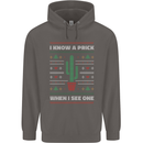Funny Christmas Cactus Prick Mens 80% Cotton Hoodie Charcoal