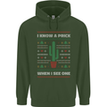 Funny Christmas Cactus Prick Mens 80% Cotton Hoodie Forest Green