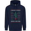 Funny Christmas Cactus Prick Mens 80% Cotton Hoodie Navy Blue