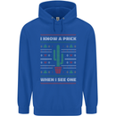 Funny Christmas Cactus Prick Mens 80% Cotton Hoodie Royal Blue