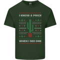 Funny Christmas Cactus Prick Mens Cotton T-Shirt Tee Top Forest Green