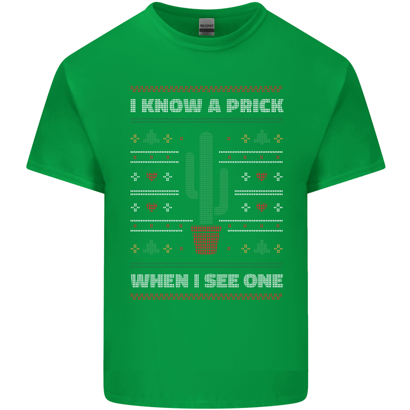 Funny Christmas Cactus Prick Mens Cotton T-Shirt Tee Top Irish Green