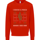 Funny Christmas Cactus Prick Mens Sweatshirt Jumper Bright Red