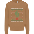 Funny Christmas Cactus Prick Mens Sweatshirt Jumper Caramel Latte