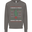 Funny Christmas Cactus Prick Mens Sweatshirt Jumper Charcoal