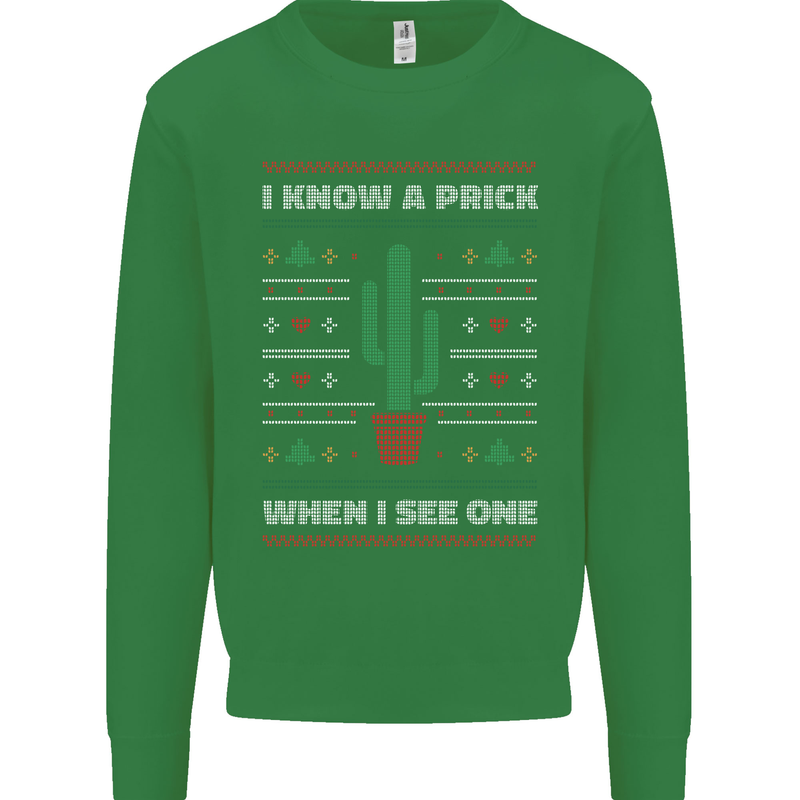 Funny Christmas Cactus Prick Mens Sweatshirt Jumper Irish Green