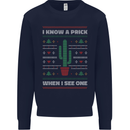 Funny Christmas Cactus Prick Mens Sweatshirt Jumper Navy Blue