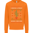 Funny Christmas Cactus Prick Mens Sweatshirt Jumper Orange