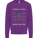 Funny Christmas Cactus Prick Mens Sweatshirt Jumper Purple