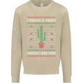 Funny Christmas Cactus Prick Mens Sweatshirt Jumper Sand