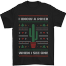 Funny Christmas Cactus Prick Mens T-Shirt Cotton Gildan Black