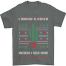 Funny Christmas Cactus Prick Mens T-Shirt Cotton Gildan Charcoal