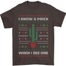 Funny Christmas Cactus Prick Mens T-Shirt Cotton Gildan Dark Chocolate