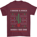 Funny Christmas Cactus Prick Mens T-Shirt Cotton Gildan Maroon
