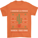 Funny Christmas Cactus Prick Mens T-Shirt Cotton Gildan Orange