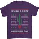 Funny Christmas Cactus Prick Mens T-Shirt Cotton Gildan Purple