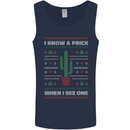 Funny Christmas Cactus Prick Mens Vest Tank Top Navy Blue