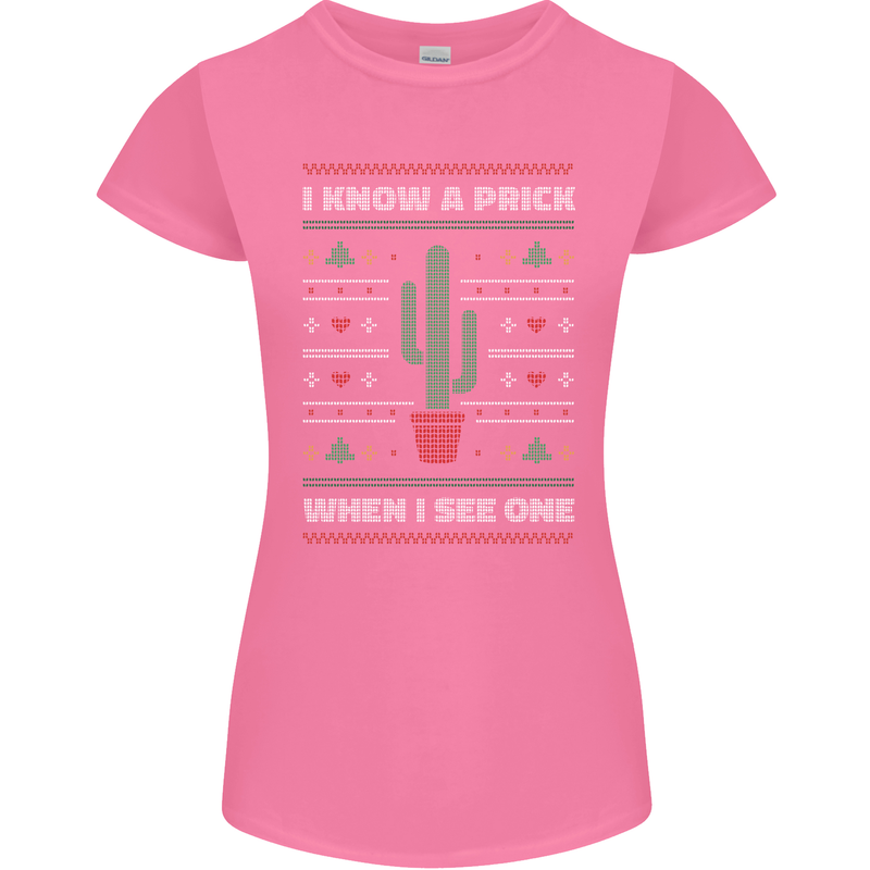 Funny Christmas Cactus Prick Womens Petite Cut T-Shirt Azalea