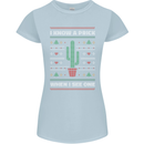 Funny Christmas Cactus Prick Womens Petite Cut T-Shirt Light Blue