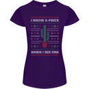 Funny Christmas Cactus Prick Womens Petite Cut T-Shirt Purple