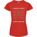 Funny Christmas Cactus Prick Womens Petite Cut T-Shirt Red