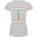 Funny Christmas Cactus Prick Womens Petite Cut T-Shirt Sports Grey