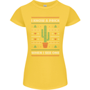 Funny Christmas Cactus Prick Womens Petite Cut T-Shirt Yellow