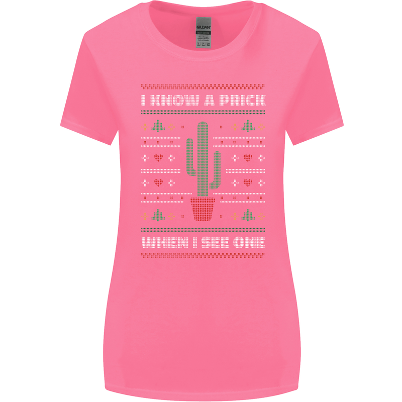 Funny Christmas Cactus Prick Womens Wider Cut T-Shirt Azalea
