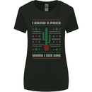 Funny Christmas Cactus Prick Womens Wider Cut T-Shirt Black