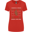 Funny Christmas Cactus Prick Womens Wider Cut T-Shirt Red
