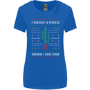 Funny Christmas Cactus Prick Womens Wider Cut T-Shirt Royal Blue