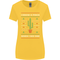 Funny Christmas Cactus Prick Womens Wider Cut T-Shirt Yellow
