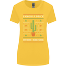 Funny Christmas Cactus Prick Womens Wider Cut T-Shirt Yellow